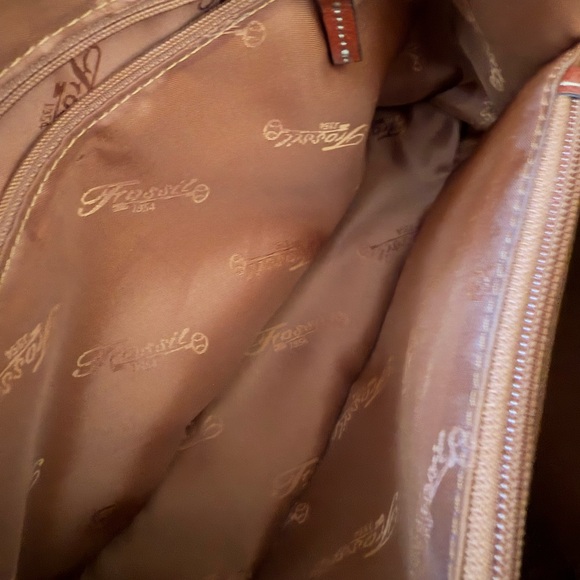 Beautiful Vintage Chestnut Brown Fossil 100% Leather Handbag Purse - Picture 11 of 14